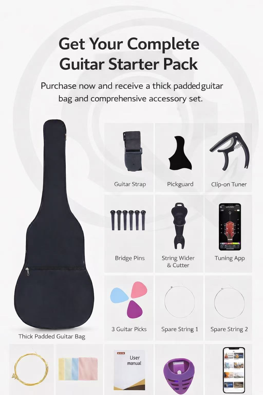 Runyoung ET-306 36″ Acoustic Guitar – Beginner-Friendly for Kids & Adults music instrument. - Image 7