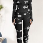 Women's Ribbed Square Neck Long Sleeve Bodysuit Jumpsuit