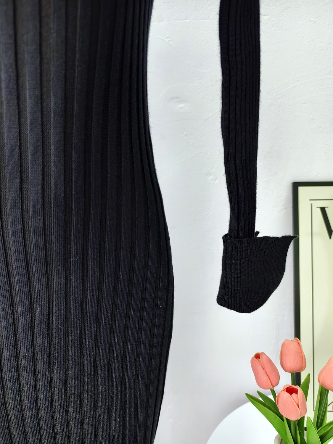 Womens Ribbed Collared V-Neck Long Sleeve Maxi Sweater Dress - Image 14