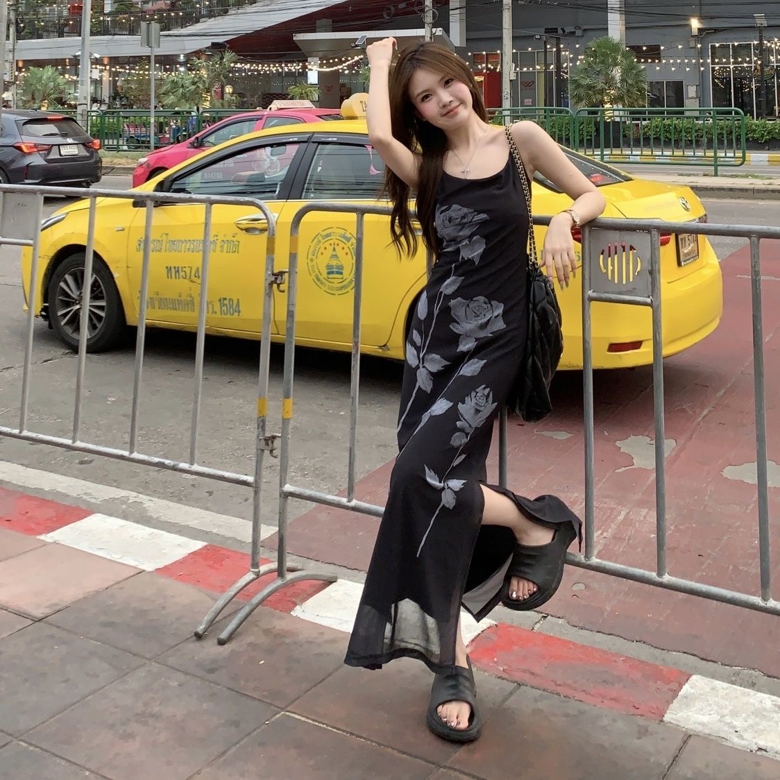 Womens Plus Floral Mesh Slip Maxi Dress Clothes - Image 7