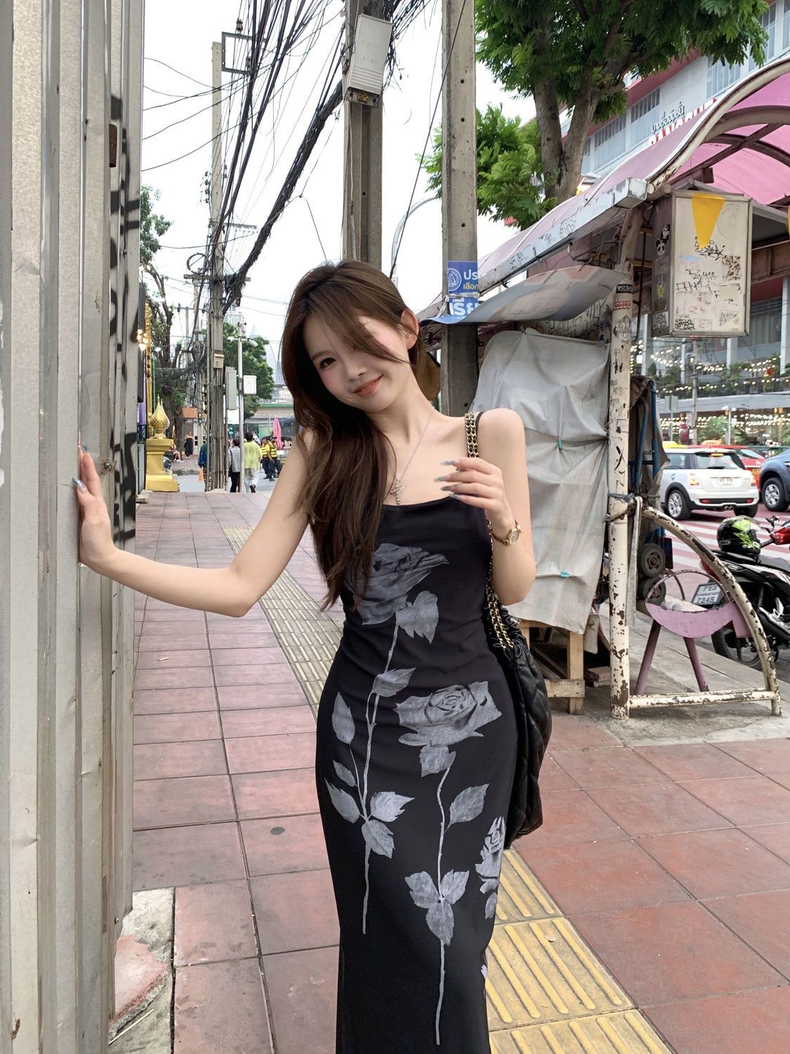 Womens Plus Floral Mesh Slip Maxi Dress Clothes - Image 3