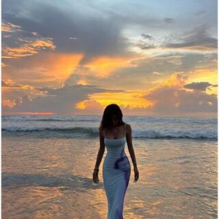 Womens Gradient Tie-Dye Slim Fit Spaghetti Strap Maxi Dress