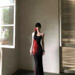 Womens Midnight Flame Gradient Slip Maxi Dress