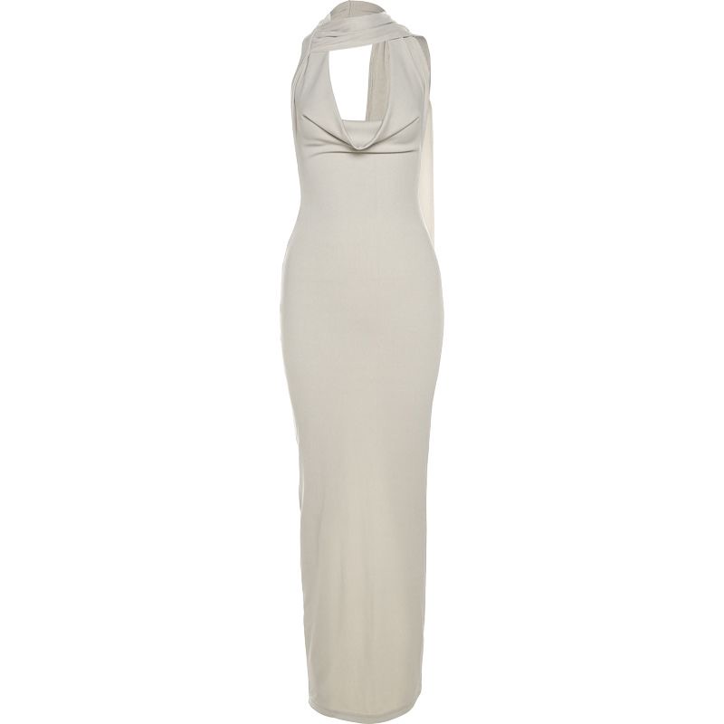 Womens Elegant Halter Neck Backless Maxi Dress Clothes - Image 4