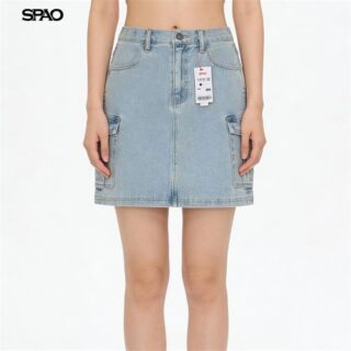 Women's Clothes High-Waist Denim Cargo Mini Skirt