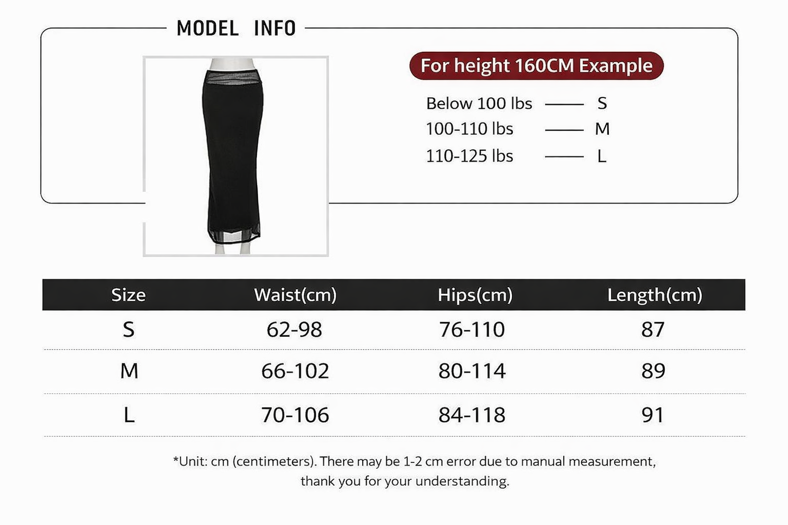 Womens Sheer Waist Black Maxi Skirt Clothes - Image 7