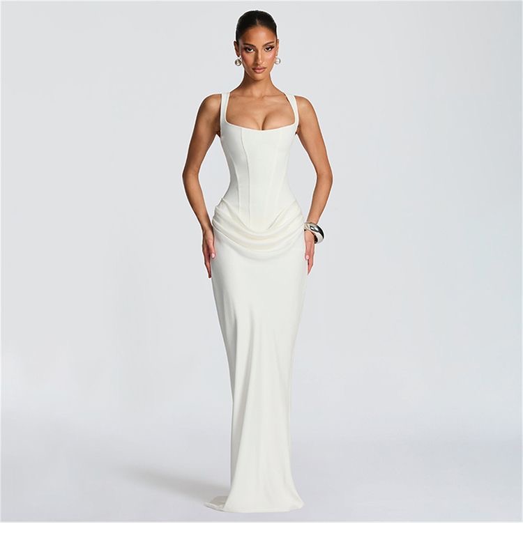 Womens Sculpted Corset Maxi Dress Clothes