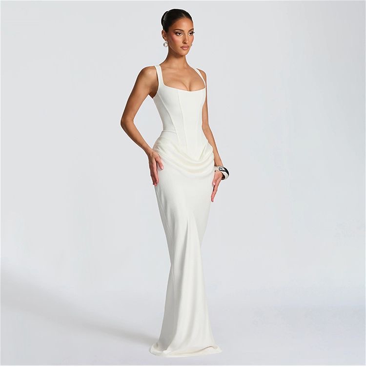 Womens Sculpted Corset Maxi Dress Clothes - Image 6