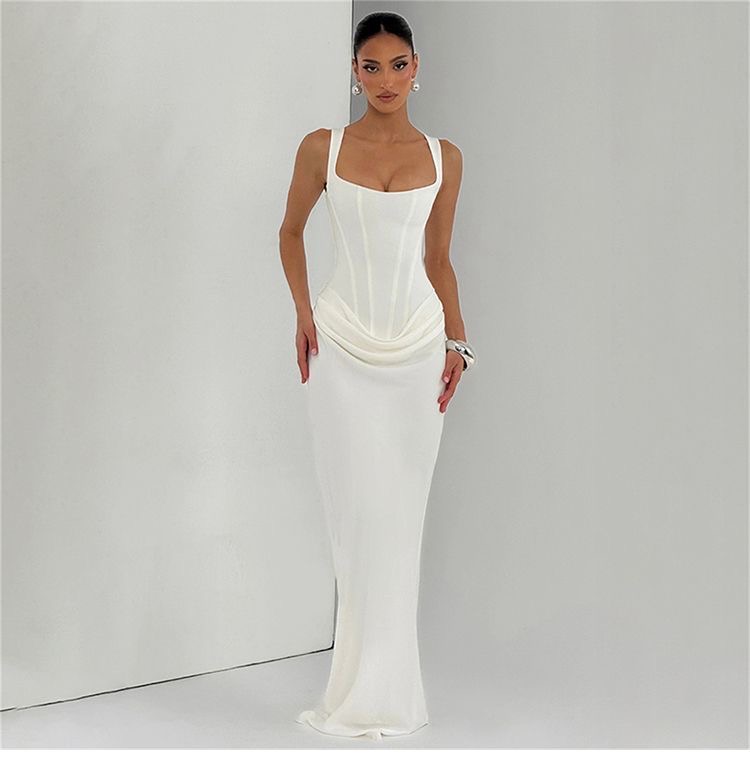 Womens Sculpted Corset Maxi Dress Clothes - Image 4