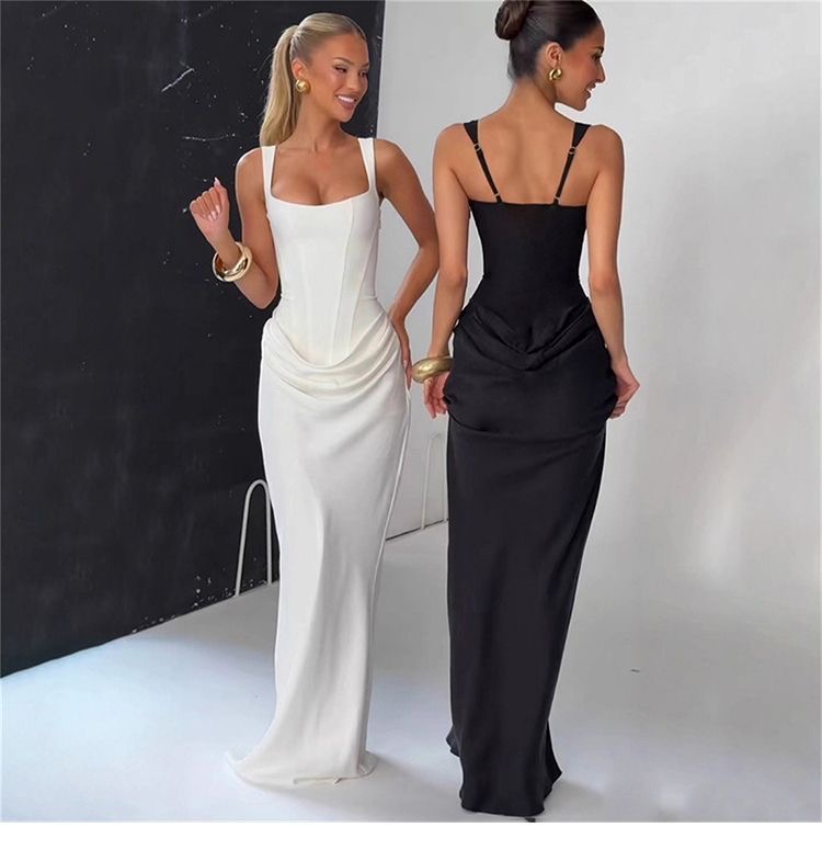 Womens Sculpted Corset Maxi Dress Clothes - Image 3