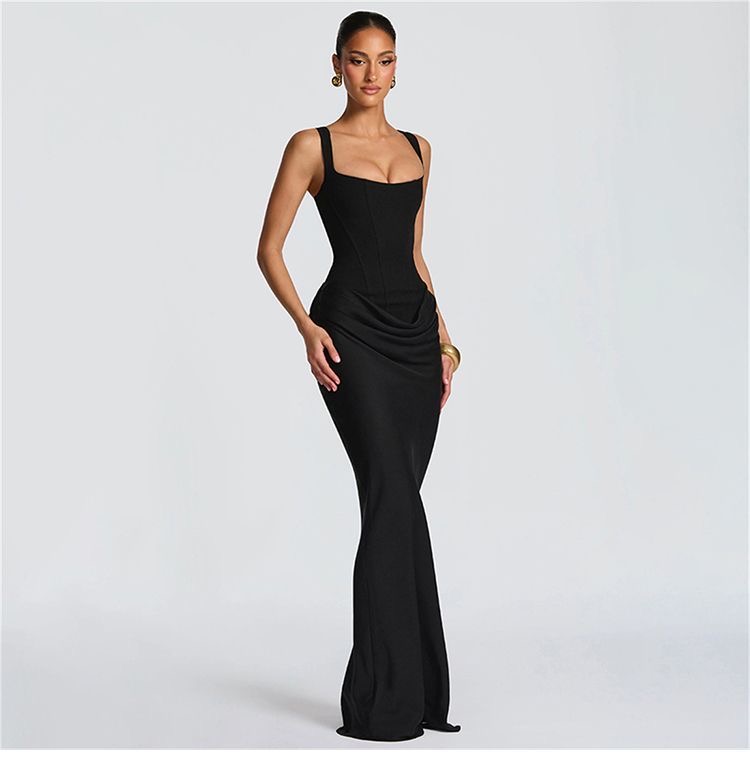 Womens Sculpted Corset Maxi Dress Clothes - Image 2
