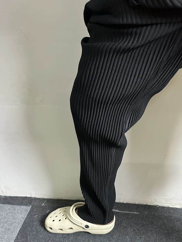 Mens Ribbed Pleated Elastic Waist Clothes Pants - Image 9