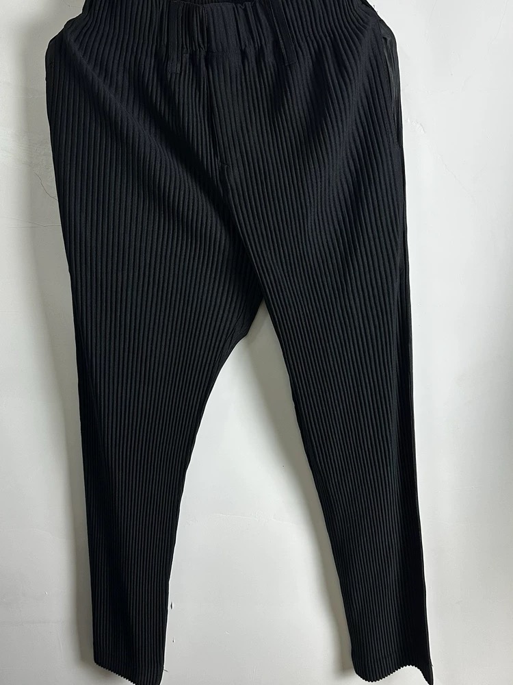 Mens Ribbed Pleated Elastic Waist Clothes Pants - Image 6