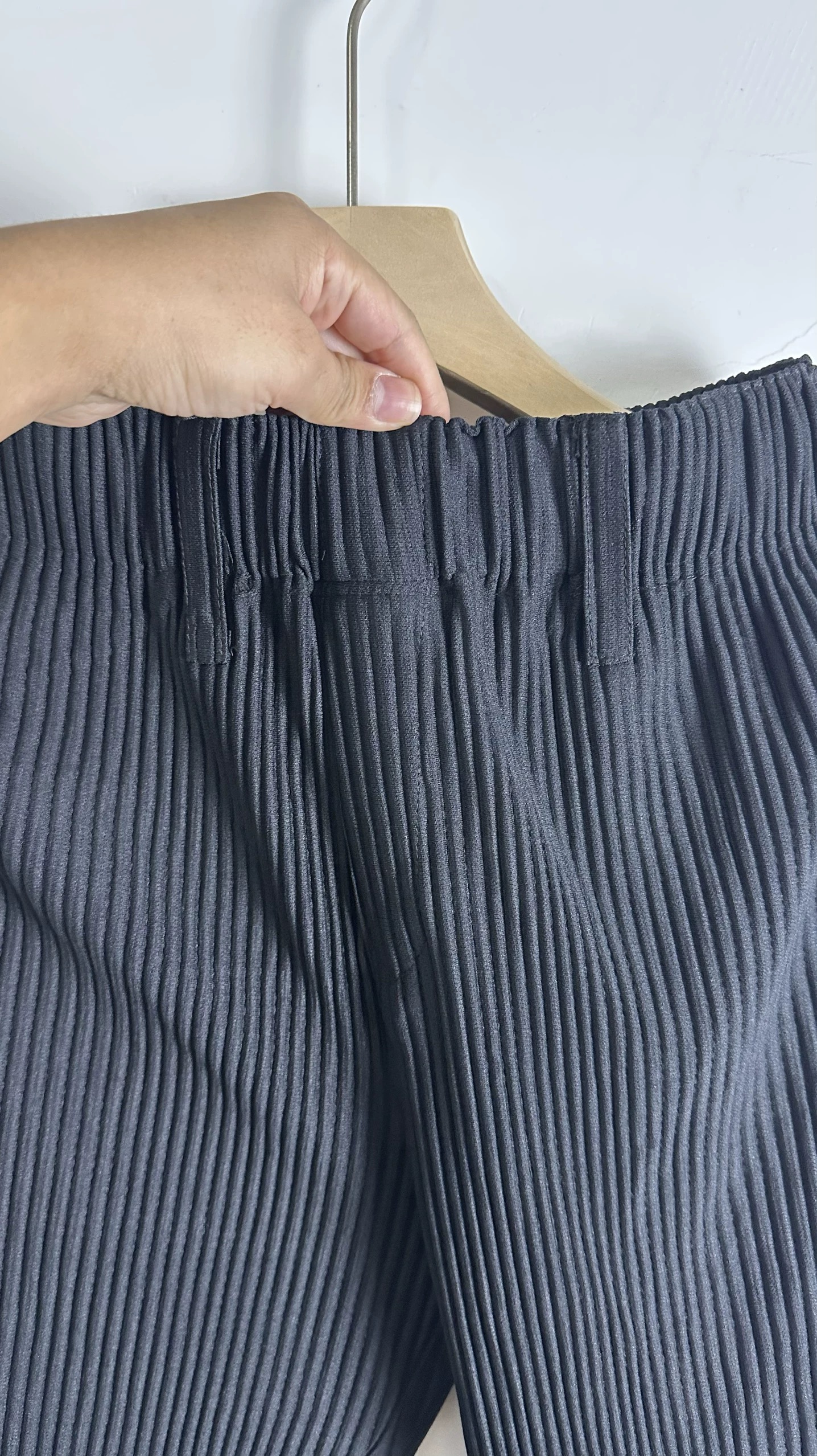 Mens Ribbed Pleated Elastic Waist Clothes Pants - Image 5