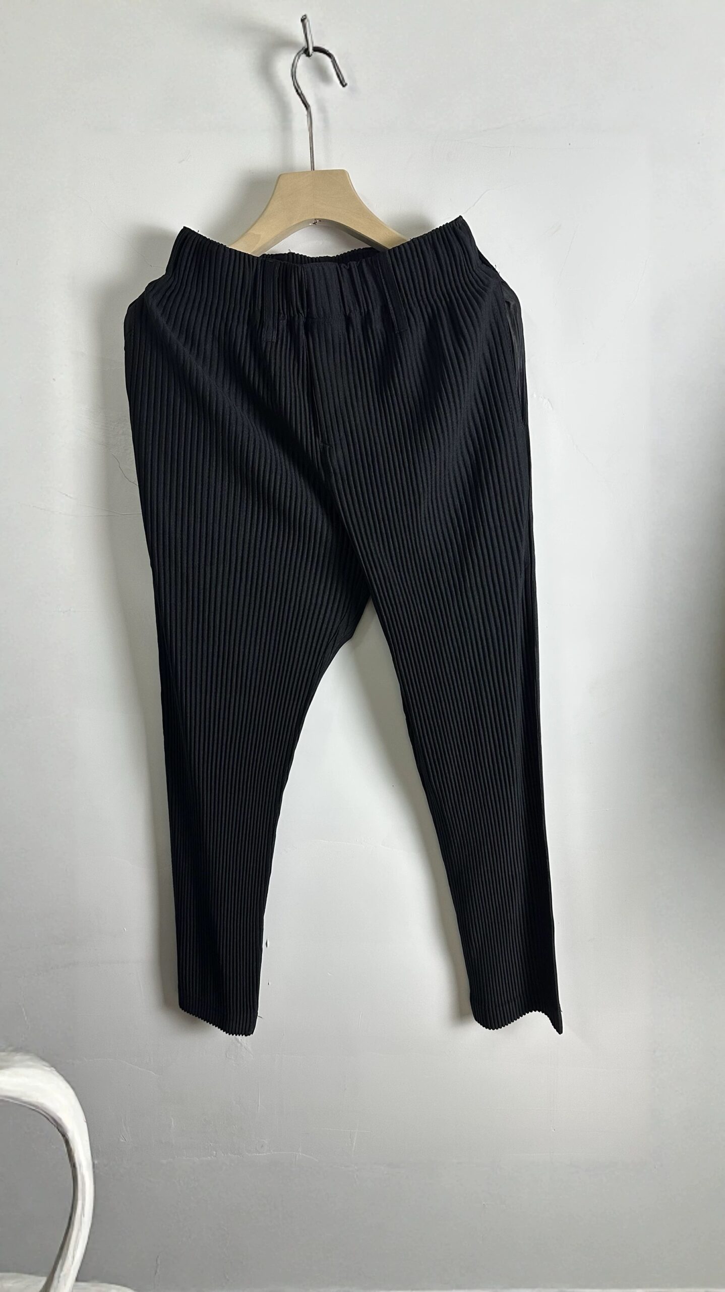 Mens Ribbed Pleated Elastic Waist Clothes Pants - Image 2