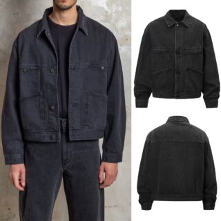 Mens Washed Black Denim Trucker Jacket Clothes