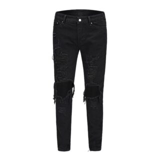 Mens Black Distressed Slim Fit Denim Jeans Clothes