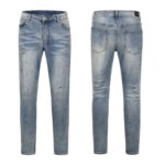 Mens Light Blue Washed Slim Fit Denim Jeans Clothes