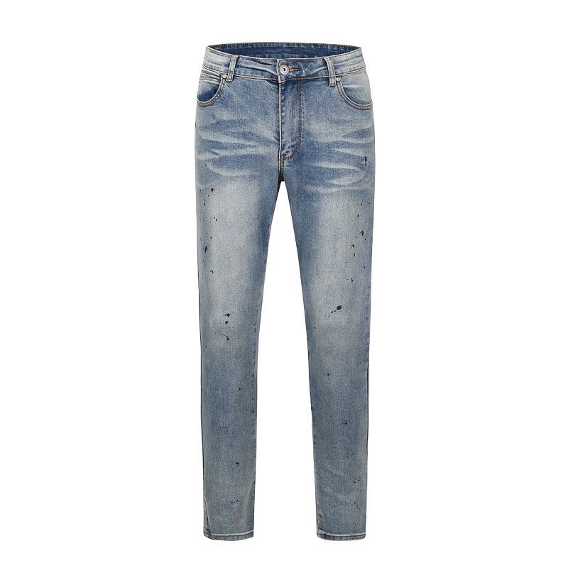 Mens Light Blue Washed Slim Fit Denim Jeans Clothes - Image 3