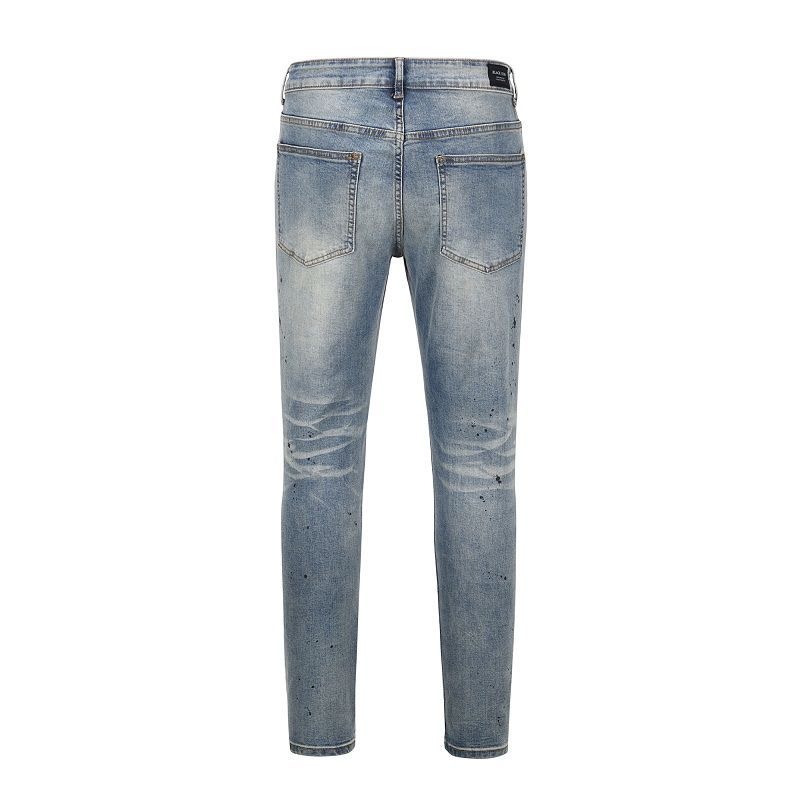 Mens Light Blue Washed Slim Fit Denim Jeans Clothes - Image 2