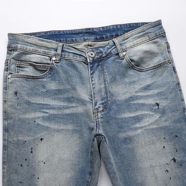 Mens Light Blue Washed Slim Fit Denim Jeans Clothes - Image 8