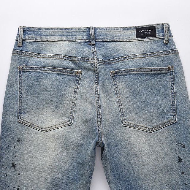 Mens Light Blue Washed Slim Fit Denim Jeans Clothes - Image 9