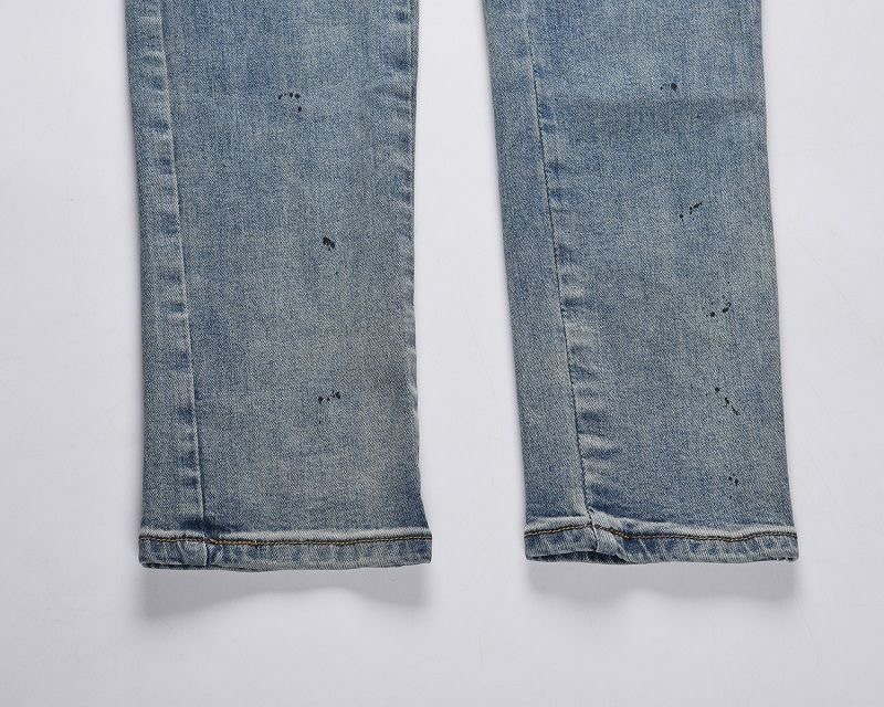 Mens Light Blue Washed Slim Fit Denim Jeans Clothes - Image 5