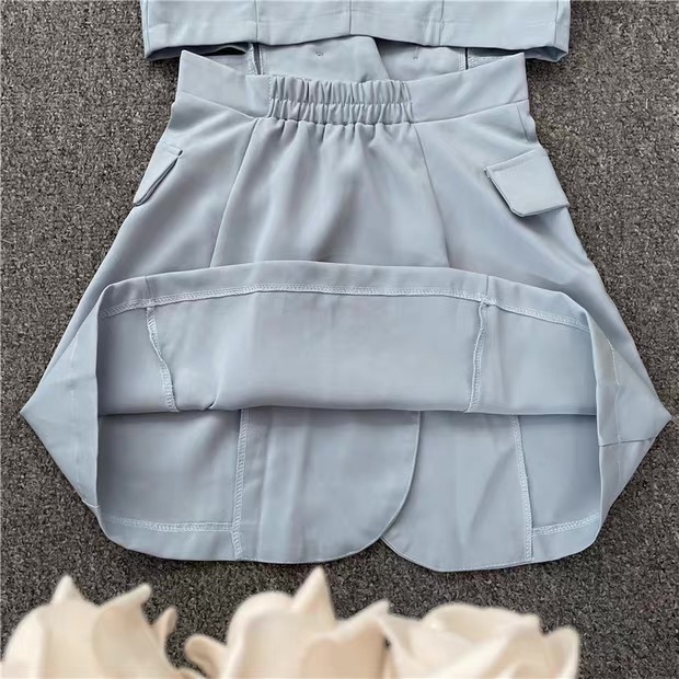 Light Blue Double Breasted Blazer Mini Dress Womens Clothes ! - Image 6