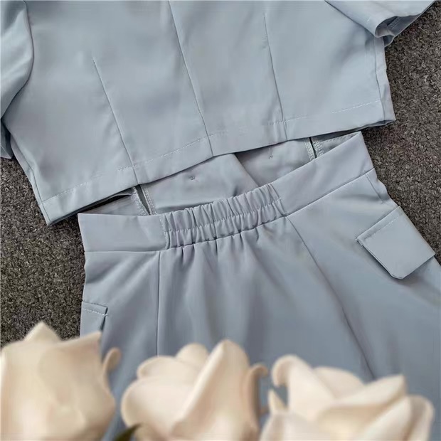 Light Blue Double Breasted Blazer Mini Dress Womens Clothes ! - Image 7