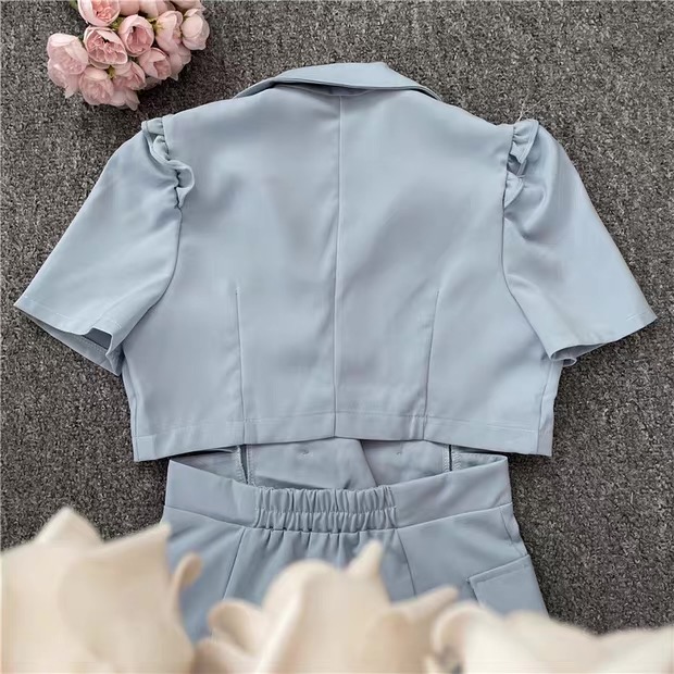 Light Blue Double Breasted Blazer Mini Dress Womens Clothes ! - Image 8