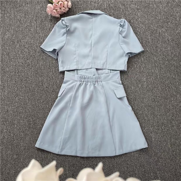 Light Blue Double Breasted Blazer Mini Dress Womens Clothes ! - Image 9