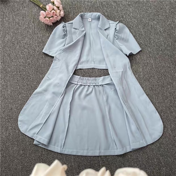 Light Blue Double Breasted Blazer Mini Dress Womens Clothes ! - Image 16