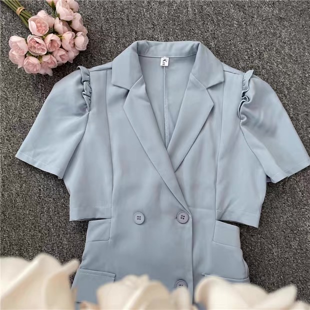 Light Blue Double Breasted Blazer Mini Dress Womens Clothes ! - Image 12