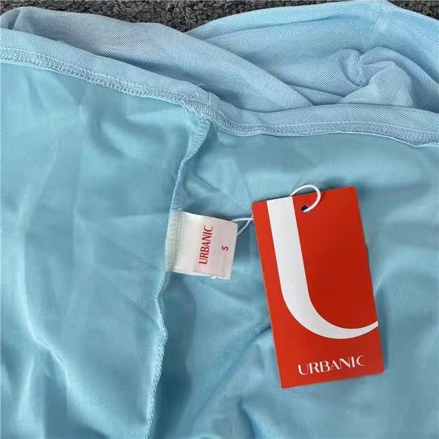 Light Blue Ruched Long Sleeve Mini Dress Womens Clothes ! - Image 4