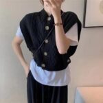Cable Knit Button Front Sweater Vest Womens Clothes