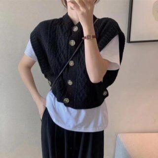 Cable Knit Button Front Sweater Vest Womens Clothes