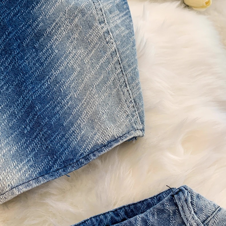 Women’s Ombre Denim Strapless Top and Flared Jeans Set Clothes ! - Image 8