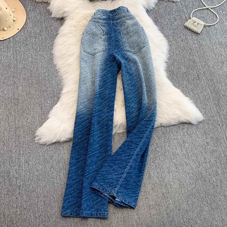 Women’s Ombre Denim Strapless Top and Flared Jeans Set Clothes ! - Image 11