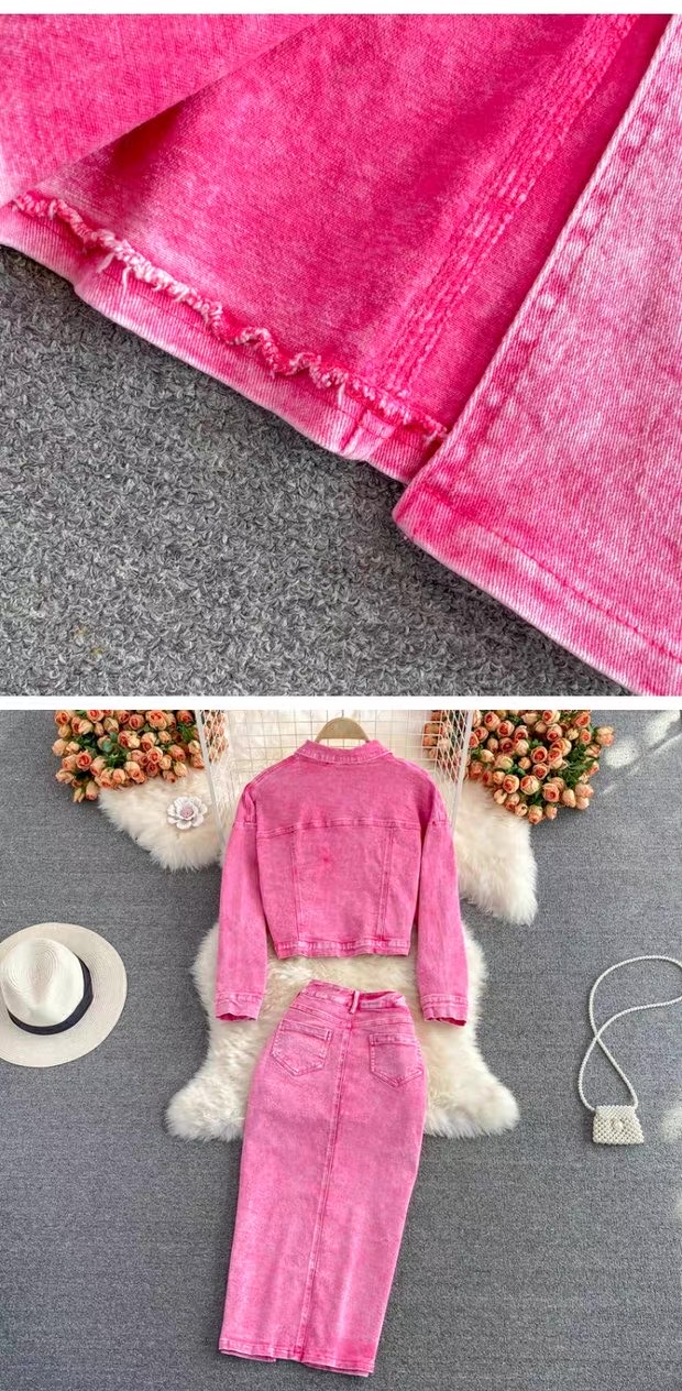Women’s Denim Jacket and Midi Skirt Set Clothes ! - Image 20