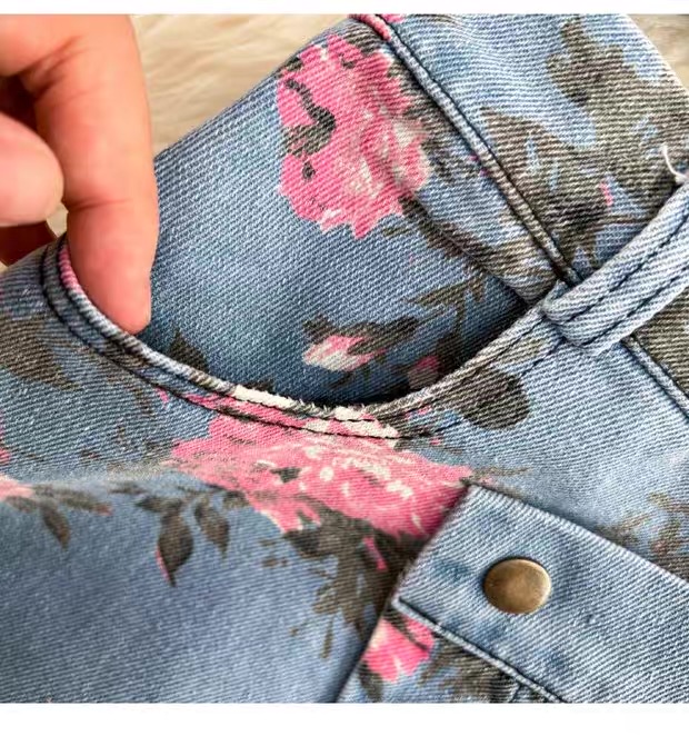 Women’s Floral Denim Crop Top and Midi Skirt Set Clothes ! - Image 8