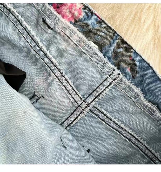 Women’s Floral Denim Crop Top and Midi Skirt Set Clothes ! - Image 9