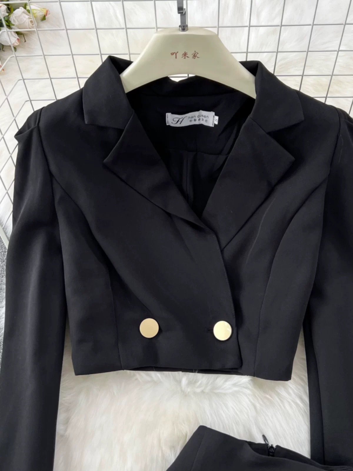 Women’s Black Cropped Blazer and Midi Skirt Set Clothes ! - Image 2