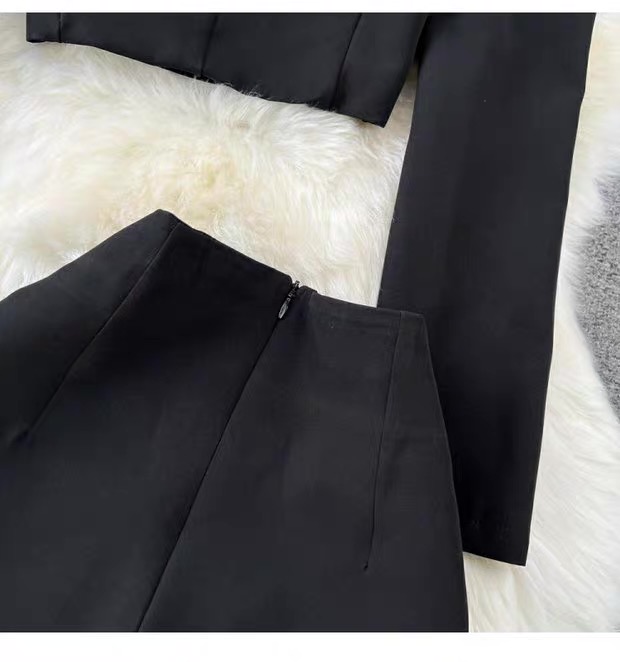 Women’s Black Cropped Blazer and Midi Skirt Set Clothes ! - Image 6
